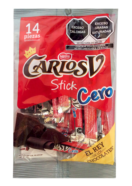 Carlos V Stick sin azúcar bolsa 14 piezas